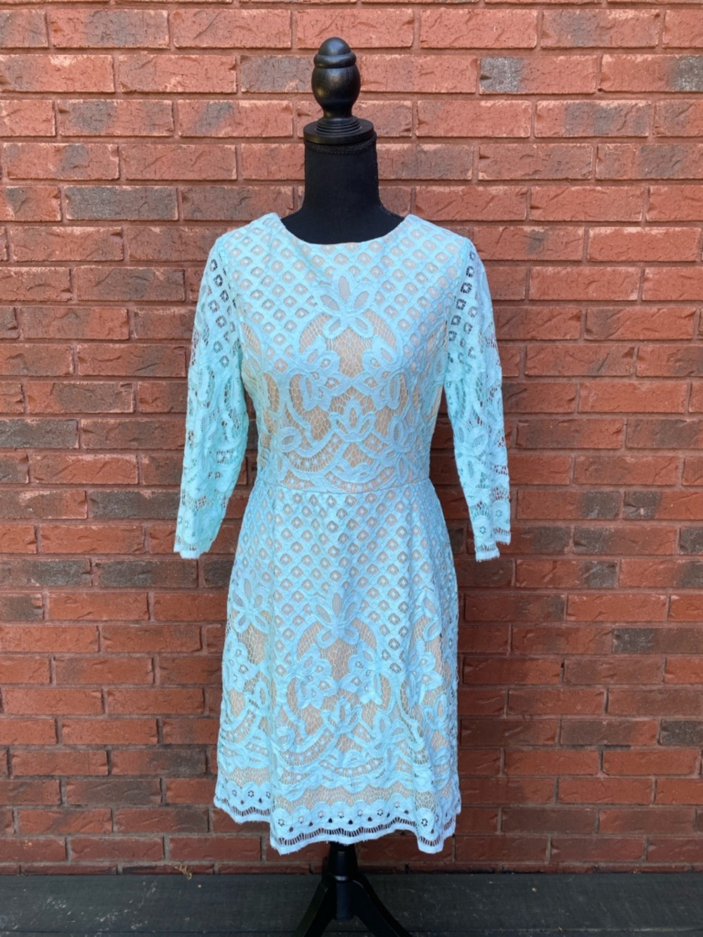 Melonie Light Blue Lace Fit & Flare Dress 8